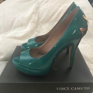 Vince Camuto Patent Leather Peep Toe Pump 8